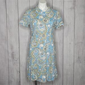 VTG 60s Casualmaker By Sy Frankl Paisley Flower Power Groovy Day Dress, sz Med